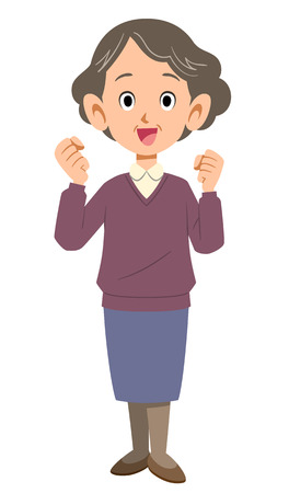 Excited old ladyのイラスト素材
