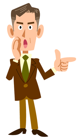 Senior businessman whispered, pointing atのイラスト素材