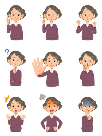 Various expressions of the first womanのイラスト素材