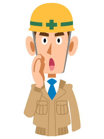 talking man at a construction siteのイラスト素材