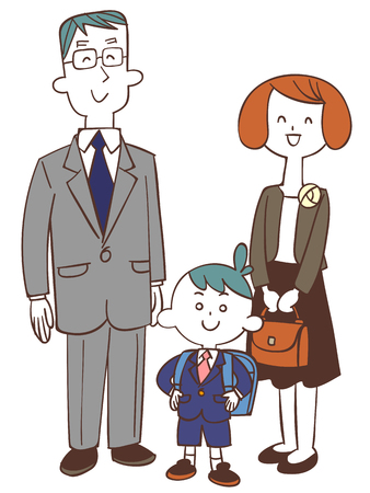 Freshman parent/child boyのイラスト素材