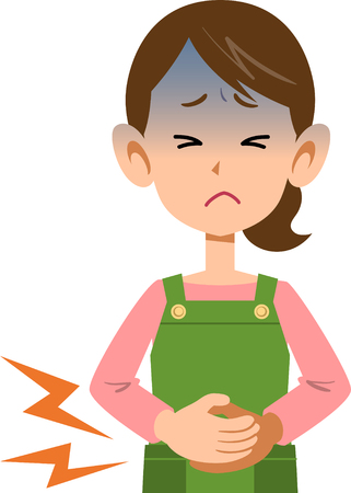 Ill female abdominal pain upperのイラスト素材