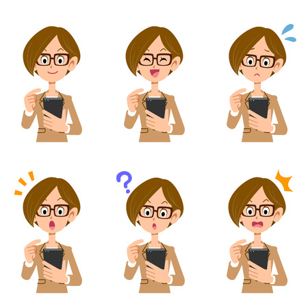 Smartphones do businesswomen face glasses.のイラスト素材