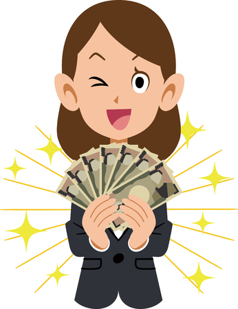 Working lady and moneyのイラスト素材