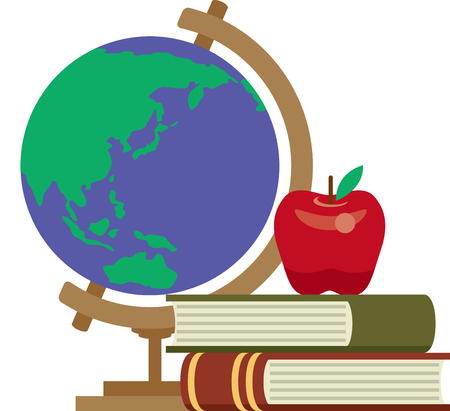 Image of wisdom and knowledge Globe, apple and bookのイラスト素材