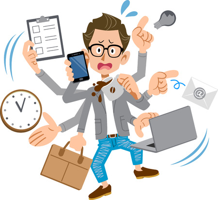 Creator-like men panicking too busyのイラスト素材