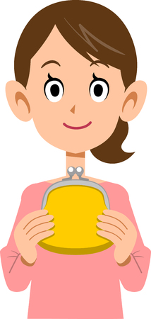 
A young woman with a purse walletのイラスト素材