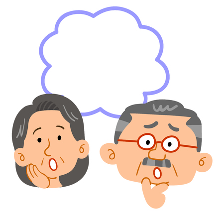 Senior couple's worries face copy spaceのイラスト素材
