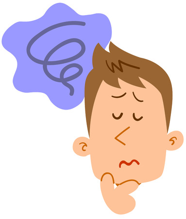 Regrettable face concerns of young men who sufferのイラスト素材