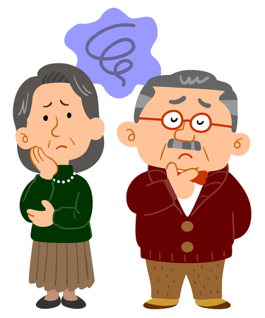 Middle-aged couple's troubles whole bodyのイラスト素材