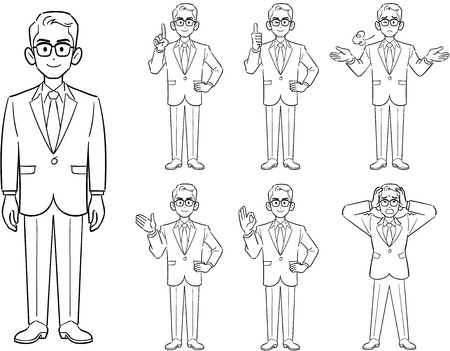 Pose of businessmen wearing glassesのイラスト素材