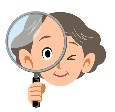 grandmother holding a magnifying glassのイラスト素材