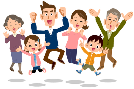 jumping Familyのイラスト素材