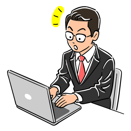 Man of manager who operates the laptop noticeのイラスト素材