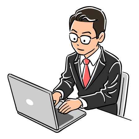 Manager man operating laptopのイラスト素材