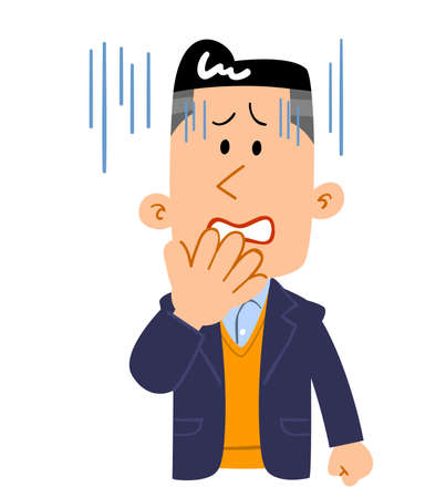 The upper body of a man in a jacket turns paleのイラスト素材