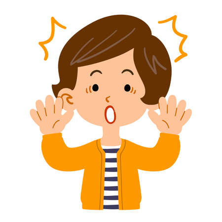 Surprised upper body of a woman in everyday wearのイラスト素材