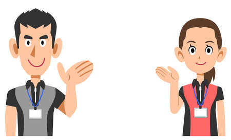 Man and woman's upper body of sports instructor to guideのイラスト素材