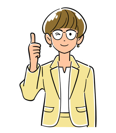 Upper body of a business woman with glasses to thumbs upのイラスト素材