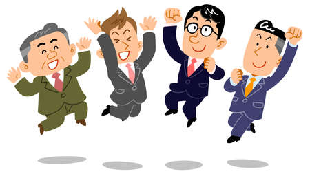 4 businessmen to jumpのイラスト素材