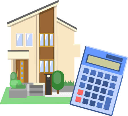 Illustration of a detached house and a calculatorのイラスト素材