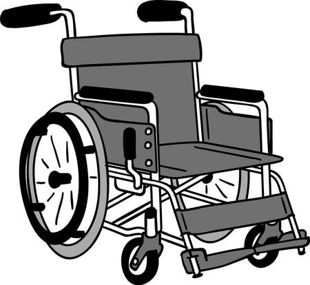 Wheelchair with no people drawn in black and whiteのイラスト素材