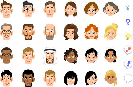 Faces of men and women of various racesのイラスト素材
