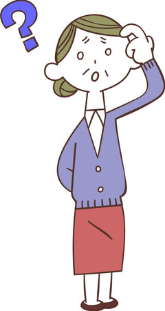 Whole body of a middle-aged woman with doubtsのイラスト素材