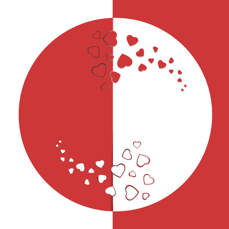 Vector red and white half card with hearts ornamentのイラスト素材