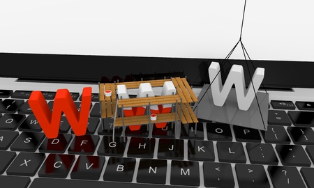 Letters www being built on the top of keyboardの写真素材