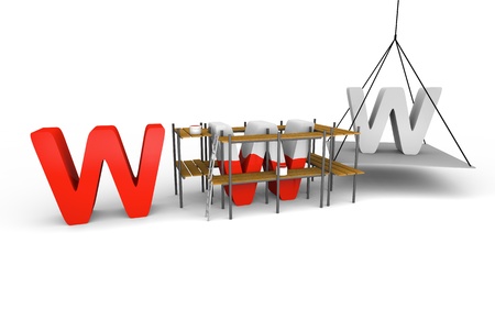 Concept of building website with letters www being built and paintedの写真素材