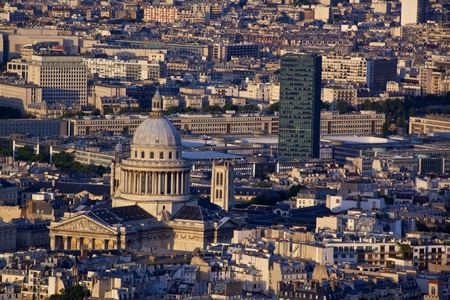 Latin Quarter with PantheÌon in Paris seen from the top of Tour Montparnasseの写真素材