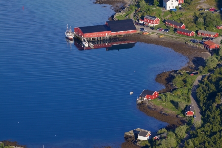 Tourist resort of Kalle on Lofoten islands in Norwayのeditorial素材