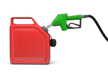 Illustration of green fuel pump nozzle and red jerry can isolated on white backgroundの写真素材
