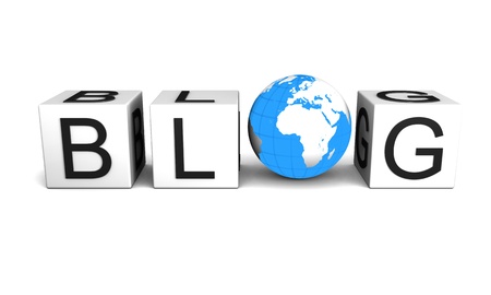 Concept of global blog isolated on white background. の写真素材