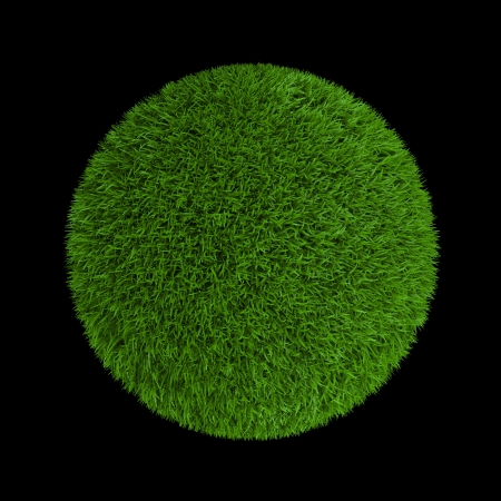 Illustration of green ball isolated on black backgroundの写真素材