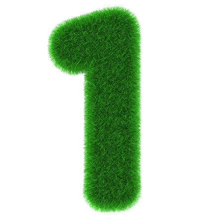Number one made of grass isolated on white backgroundの写真素材