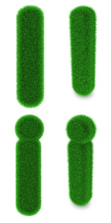 Letter I covered by green grass isolated on white backgroundの写真素材