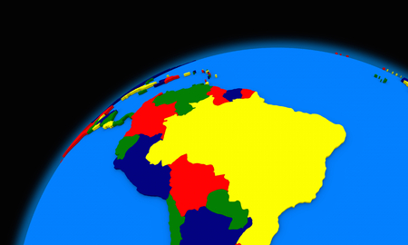 south America on planet Earth, political mapの写真素材