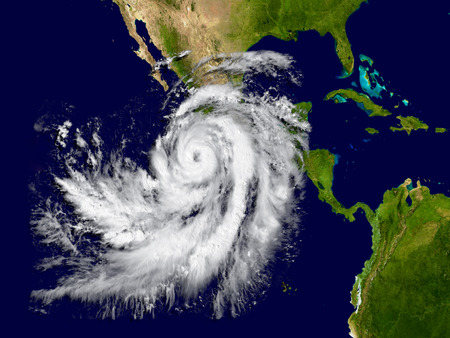 Illustration of hurricane Patricia over the Pacific approaching Mexico. Elements of this image...
