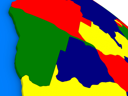 Namibia and Botswana on colorful political globe. 3D illustrationの写真素材