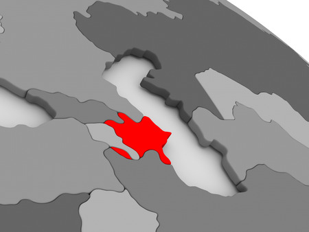 Azerbaijan highlighted in red on model of globe. 3D illustrationの写真素材