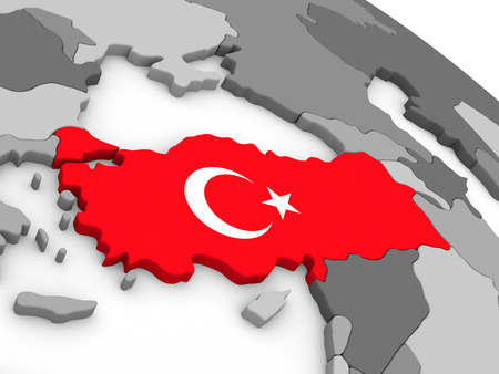 Map of Turkey with embedded national flag. 3D illustrationの写真素材