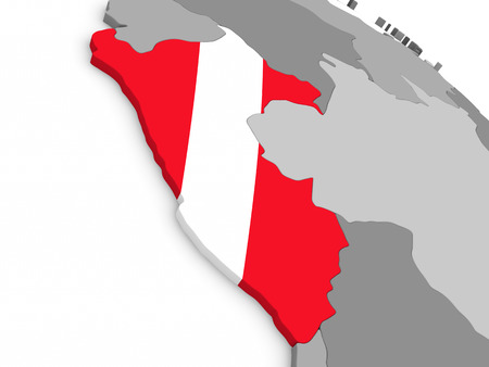Map of Peru with embedded national flag. 3D illustrationの写真素材