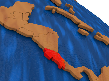Map of Costa Rica on wooden globe. 3D illustrationの写真素材