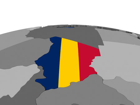 Map of Chad with embedded flag on globe. 3D illustrationの写真素材