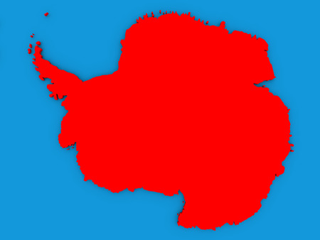 Map of Antarctica on globe highlighted in red. 3D illustrationの写真素材