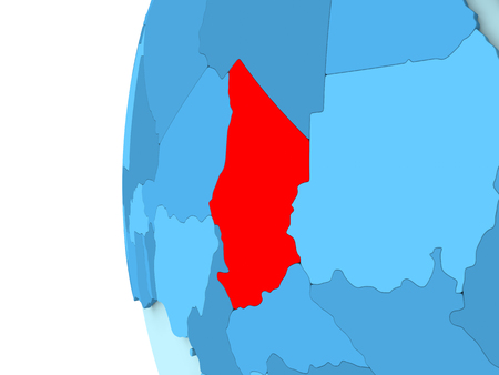 Map of Chad on simple blue. 3D illustrationの写真素材