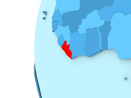 Map of Liberia on simple blue. 3D illustrationの写真素材