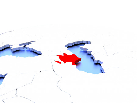 Azerbaijan in red color on simple elegant political globe. 3D illustrationの写真素材